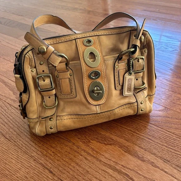 Coach Legacy Lily 65th Anniversary Camel Satchel with Brass Accents - Picture 1 of 11